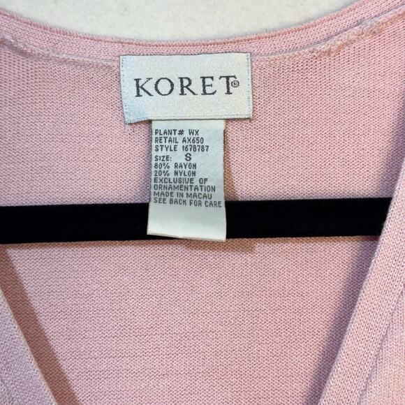 Koret Light Pink Rayon Knit Sweater Vest Ribbon Floral Embroidery Granny Small - Picture 6 of 6